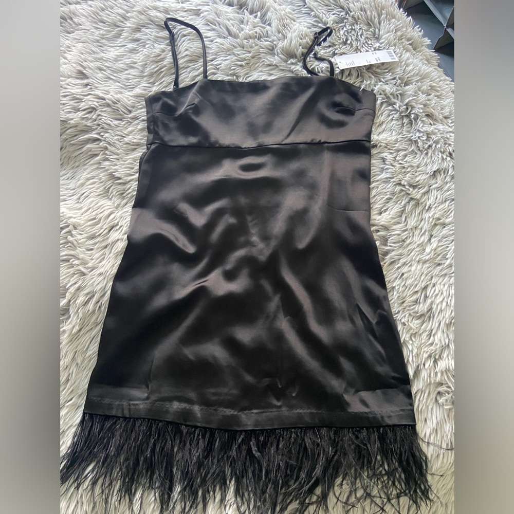 NWT URBAN OUTFITTERS Rosebud Faux Feather Trim Mini Dress XS